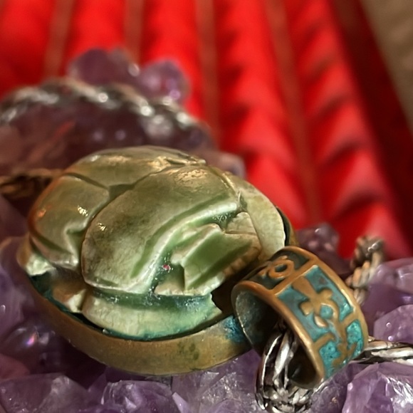 SCARAB W/STERLING SILVER NECKLACE - Picture 5 of 10